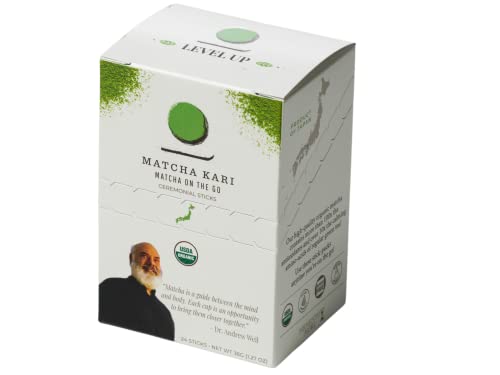 Dr. Weil's Ceremonial Organic Matcha Green Tea Powder Single Serving Sticks - Individual Tea Packets (24) Organic USDA O