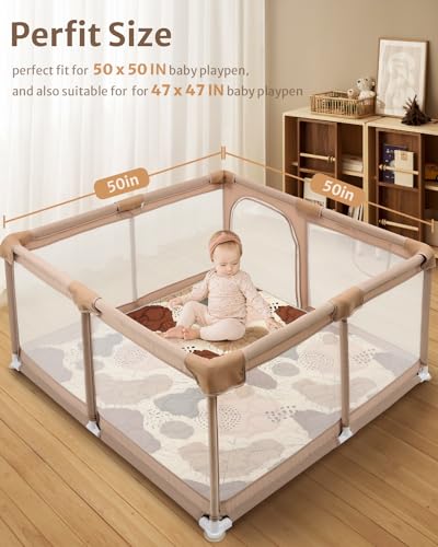 Blissful Diary Soft Padding Foldable Crawling Mat for Babies and Toddlers, 50x50 Foldable and Machine Washable Boho Desi