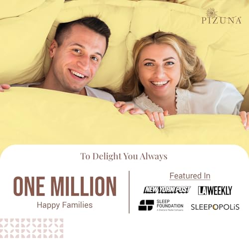 Pizuna Pure 100% Cotton Pillow Shams King Size Set of 2 Mellow Yellow Luxurious 400 Thread Count Long Staple Cotton Sate