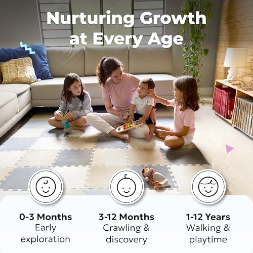 MioTetto Non-Toxic Comfortable Baby Play Mat for 6-12 Months - Fits 74x74 Playpen Mat for Crawling & Development