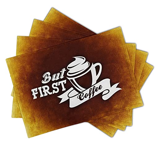 Mellow Coffee Set of 4 Brown Non-Slip Placemats for Dining Table Kitchen Decor Wrinkle Resistant Washable Place Mats